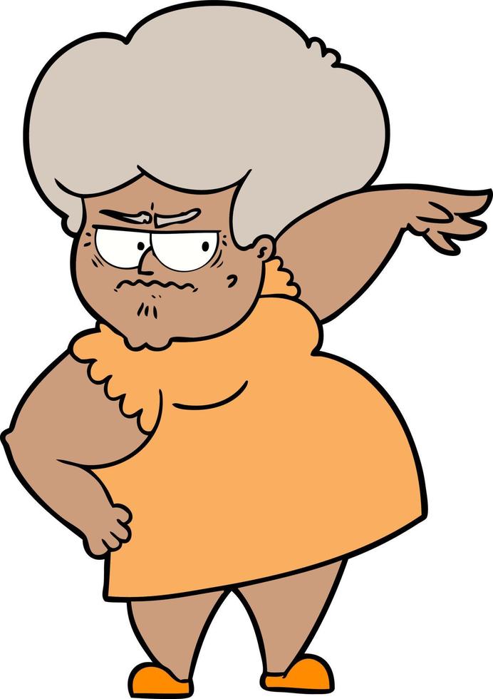 cartoon angry old woman vector