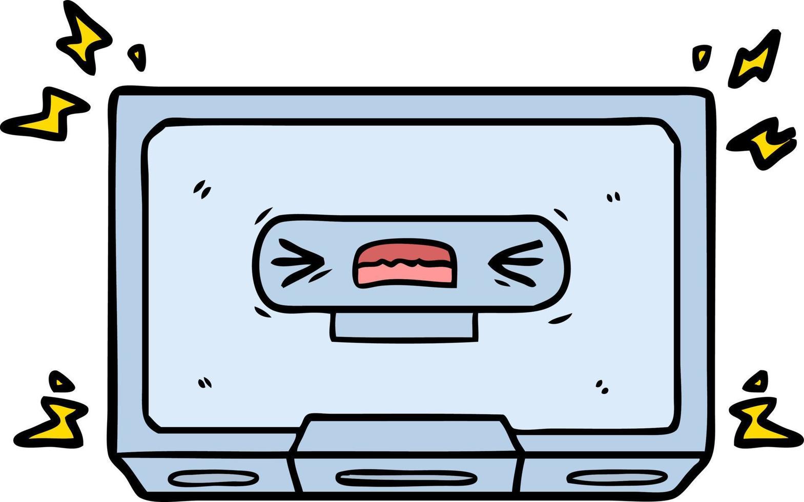 cartoon angry old cassette tape vector