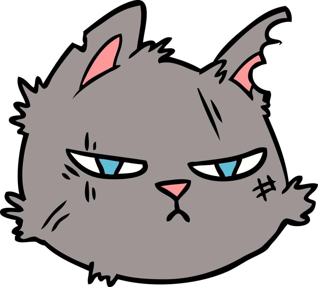 cartoon tough cat face vector