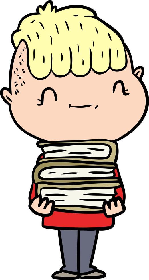 cartoon friendly boy with books vector