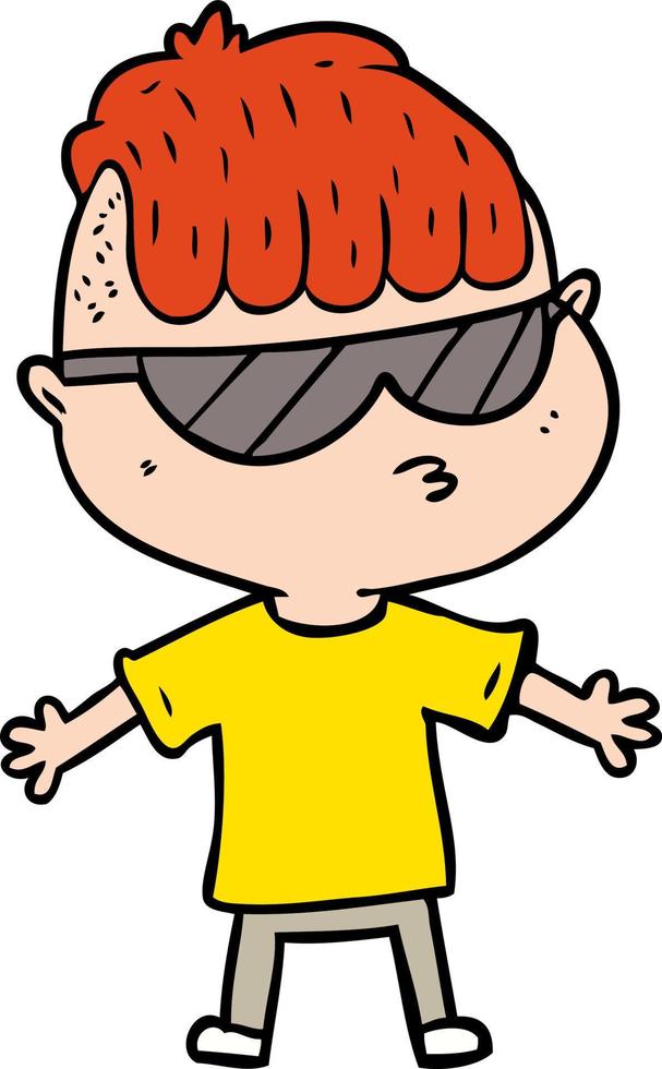 cartoon boy wearing sunglasses vector