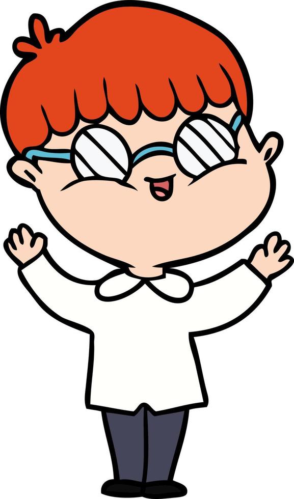 cartoon boy wearing spectacles vector