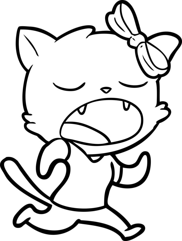 gato bostezando de dibujos animados vector