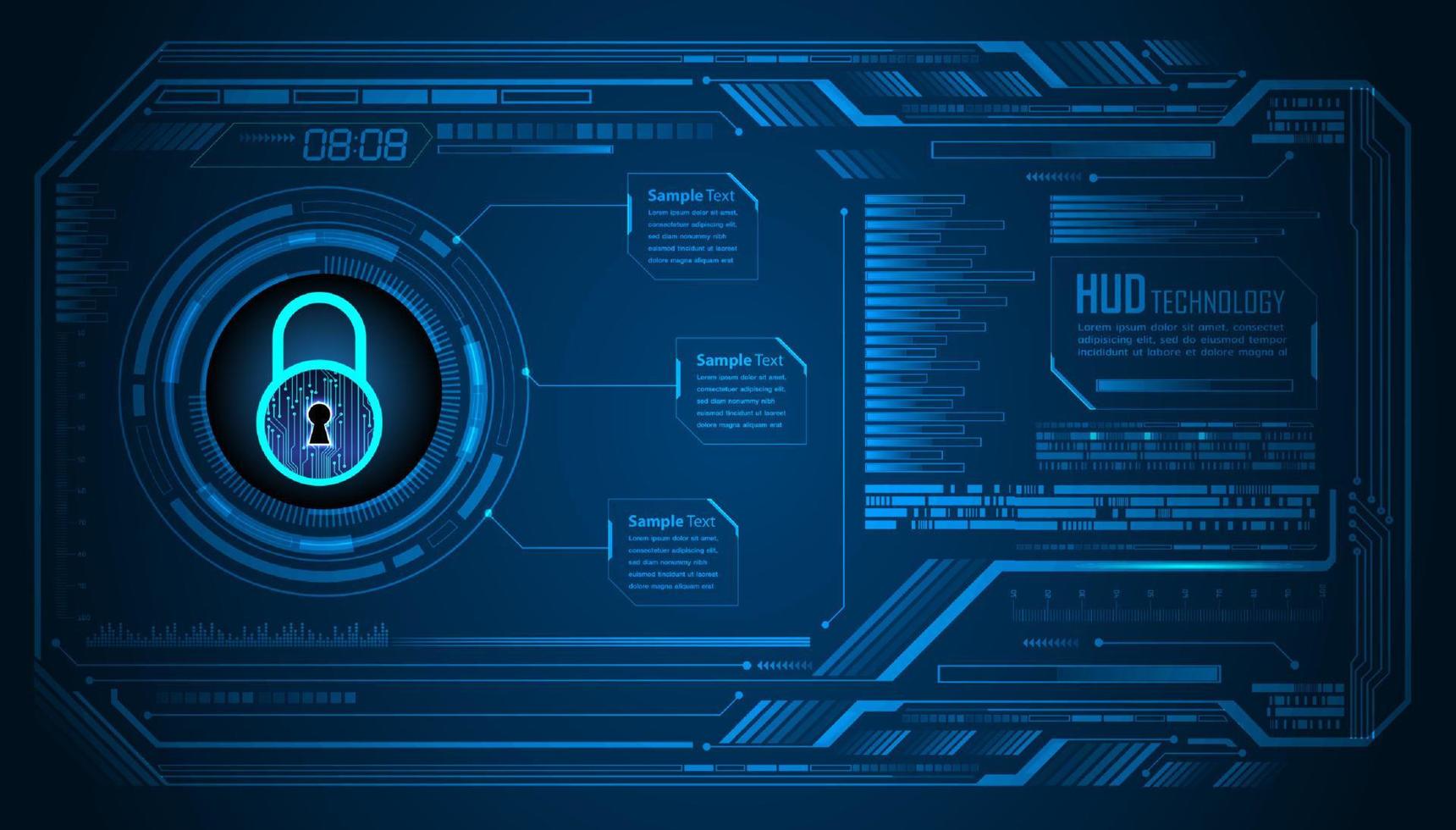 Modern Cybersecurity Technology Background with padlock vector