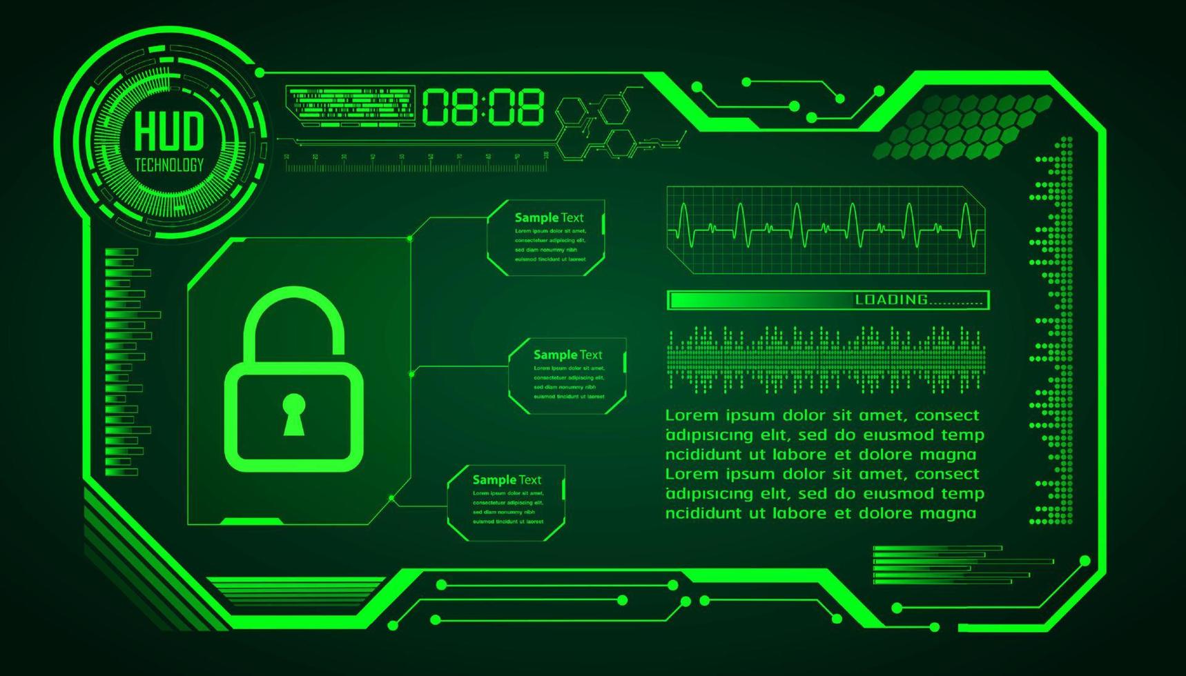 Fondo de tecnología moderna de ciberseguridad con candado vector