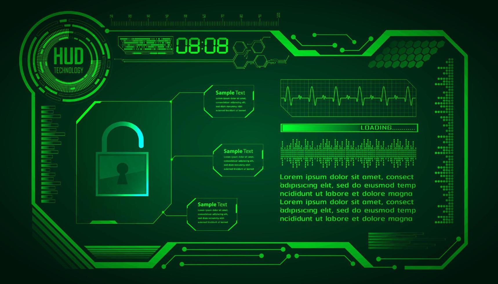 Fondo de tecnología moderna de ciberseguridad con candado vector