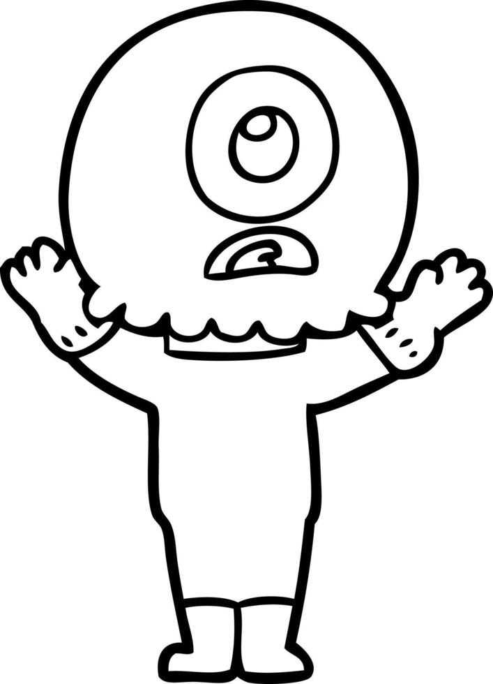 cartoon cyclops alien spaceman vector