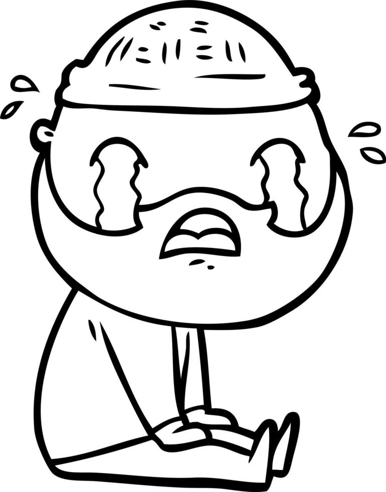 cartoon bearded man crying vector
