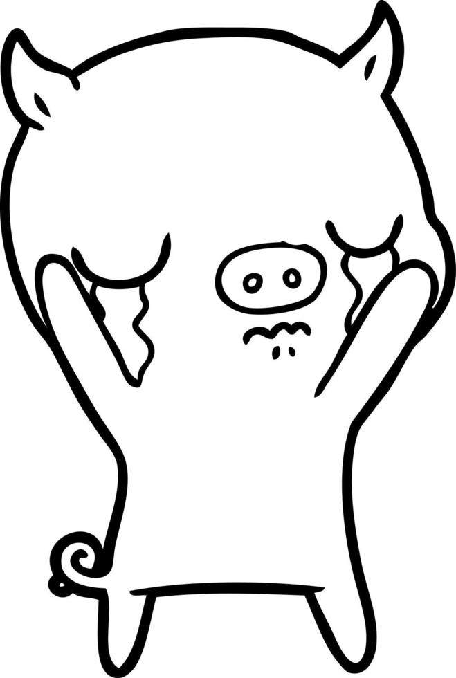 cartoon pig crying vector