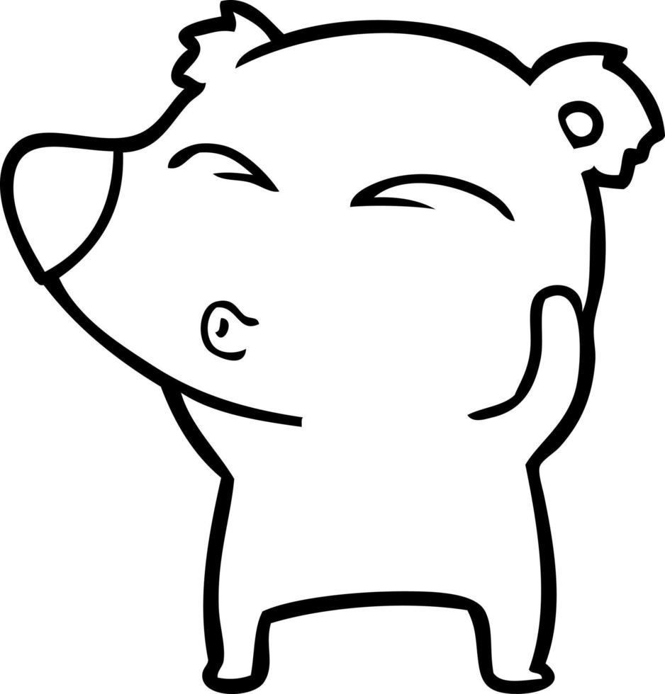 cartoon whistling bear vector