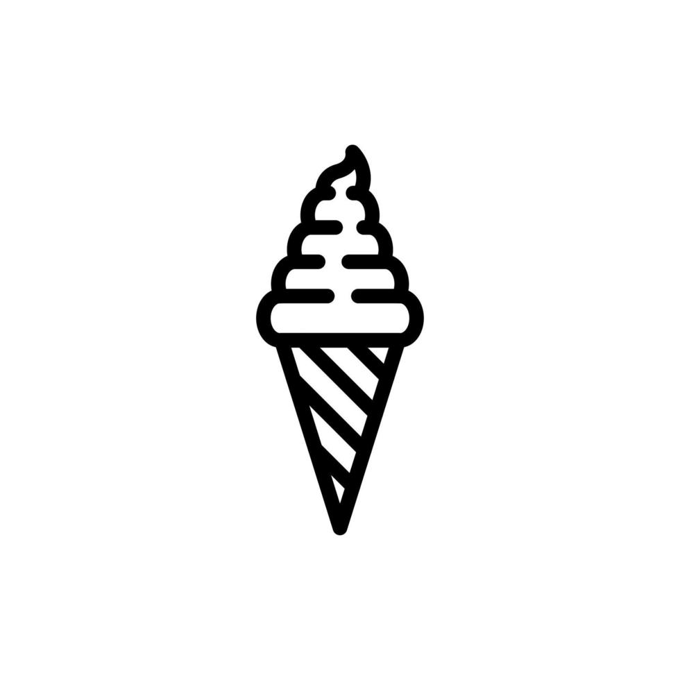 icono de línea delgada de cono de helado. vector