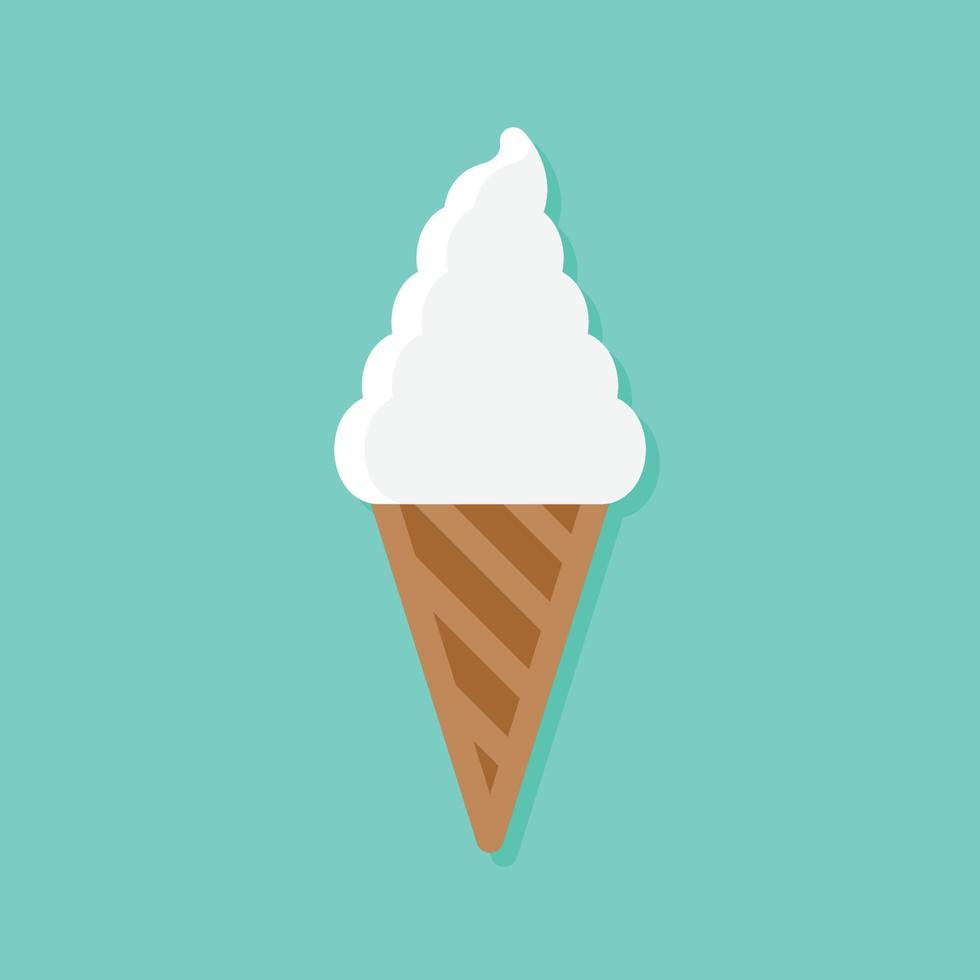 Ice cream cone on pastel green background, icon, Vector, Illustration. vector