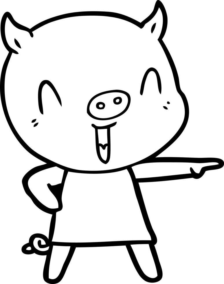 happy cartoon pig in dress vector