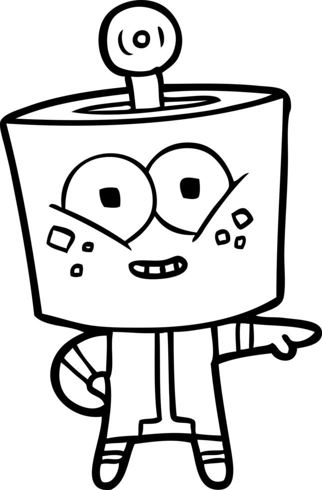 happy cartoon robot pointing vector
