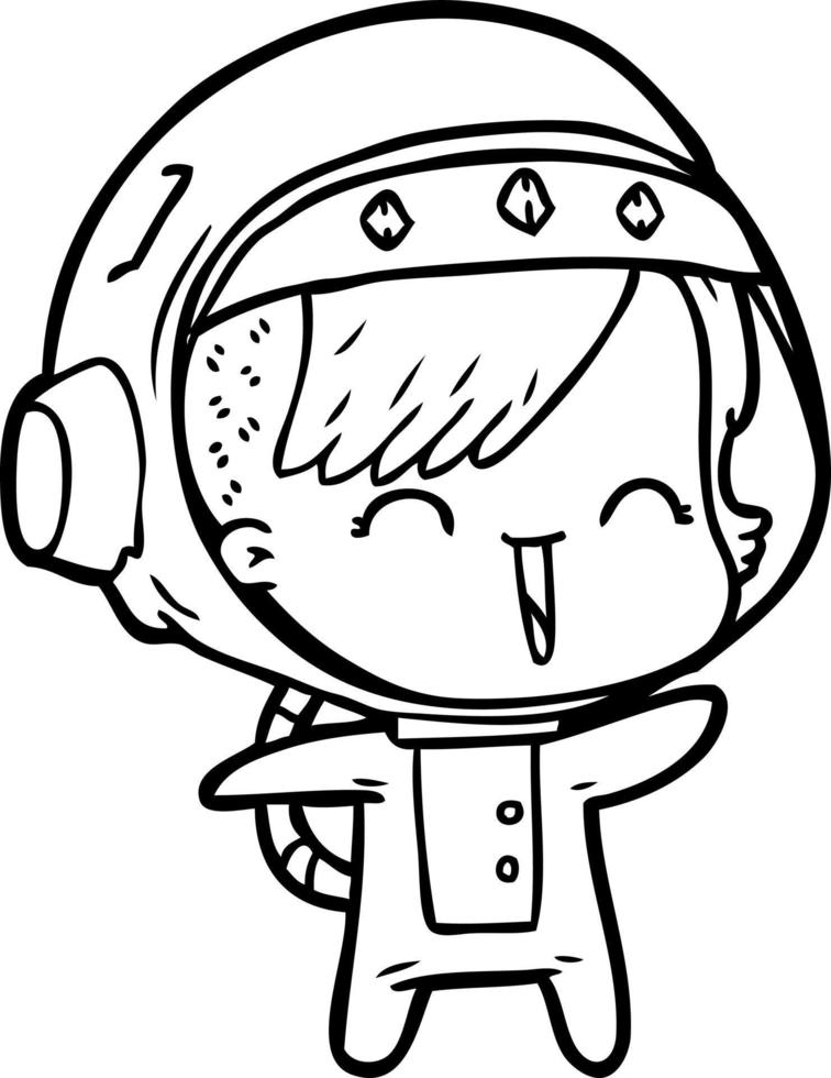 happy cartoon space girl vector