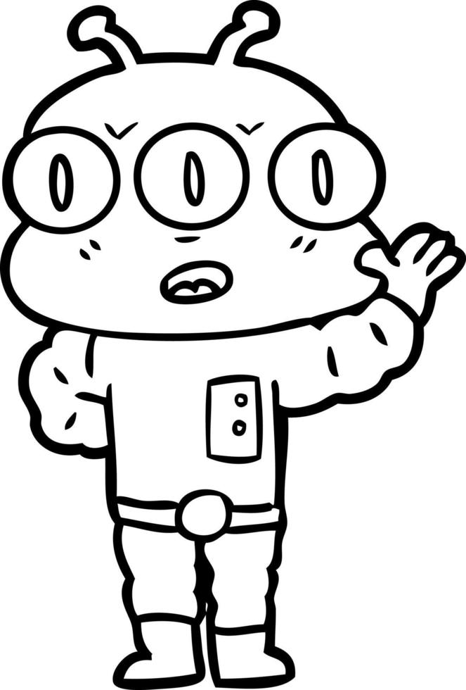 cartoon three eyed alien vector