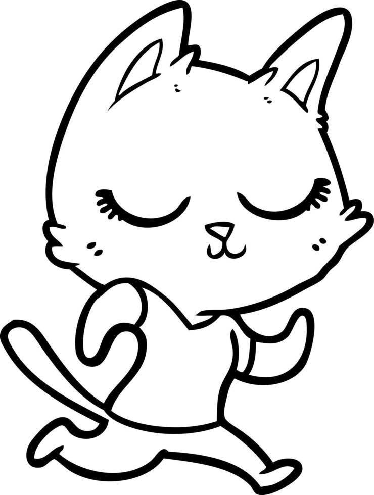 calm cartoon cat running vector