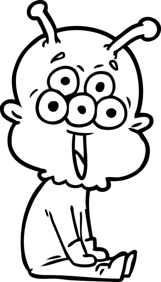 happy cartoon alien vector