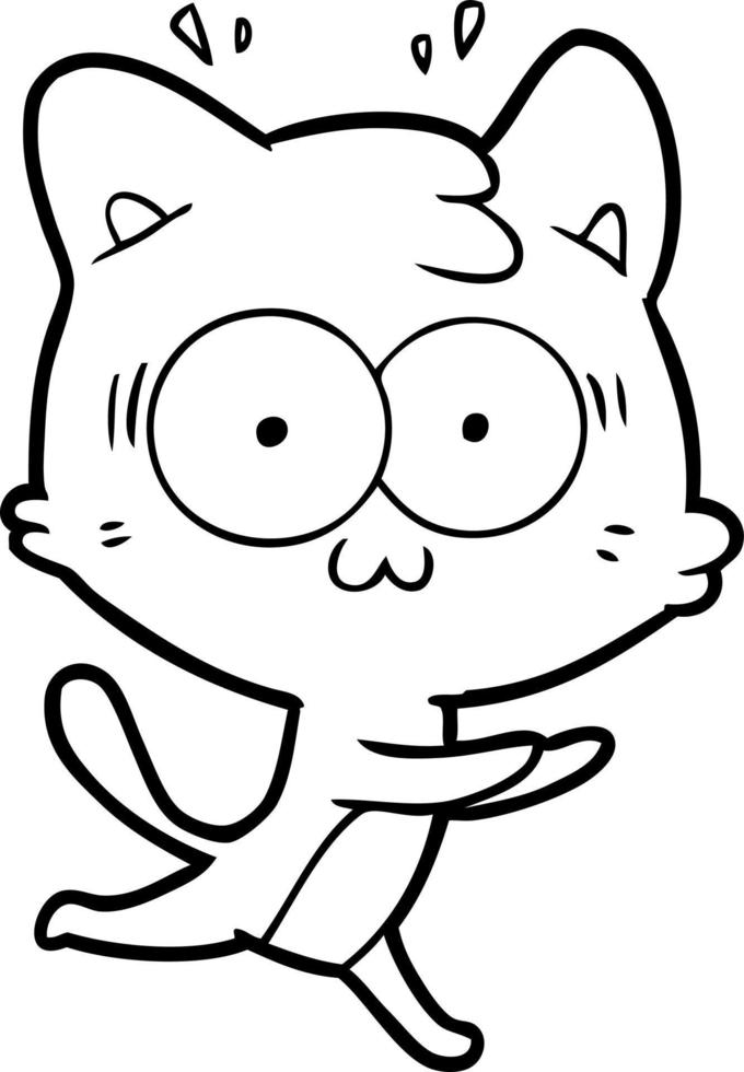 cartoon surprised cat running vector