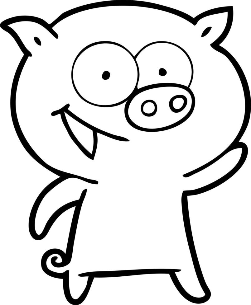 cheerful pig cartoon vector