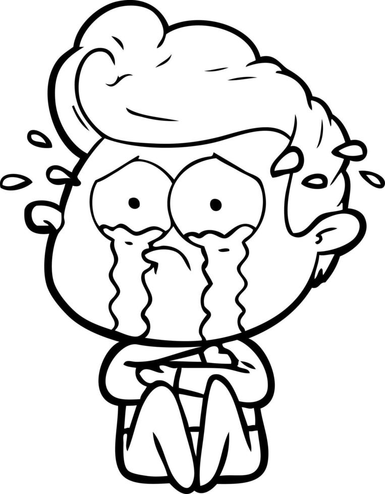 cartoon crying man vector