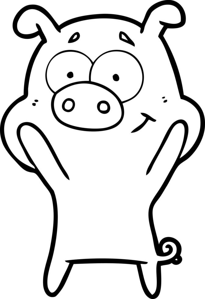 happy cartoon pig vector