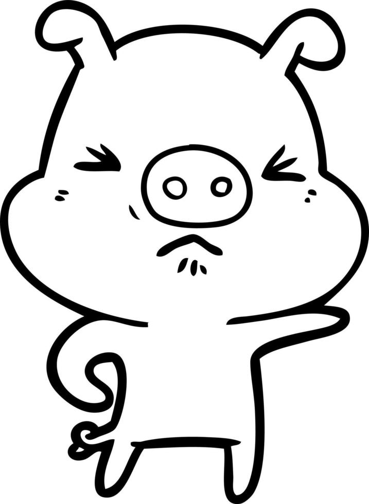 cartoon angry pig vector