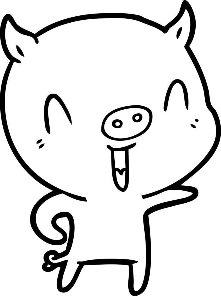 happy cartoon pig vector