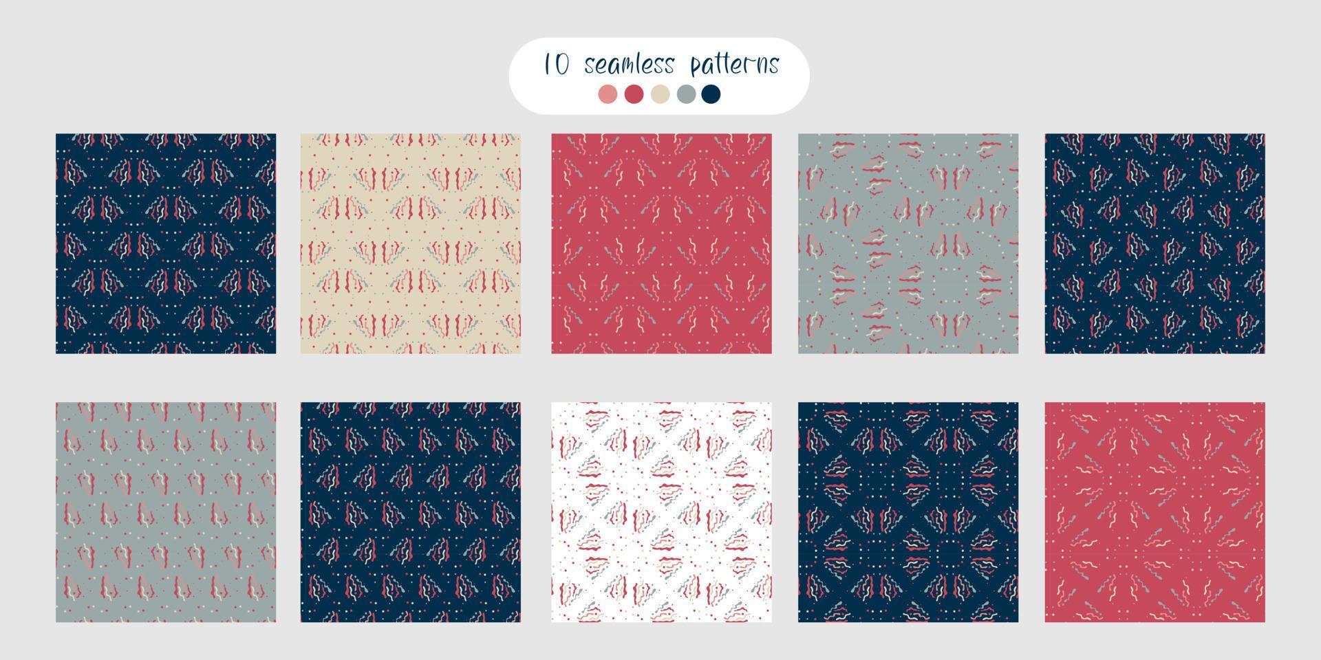 A set of seamless patterns with an abstract pattern, design for paper, cover, fabric, interior decor and other users. vector