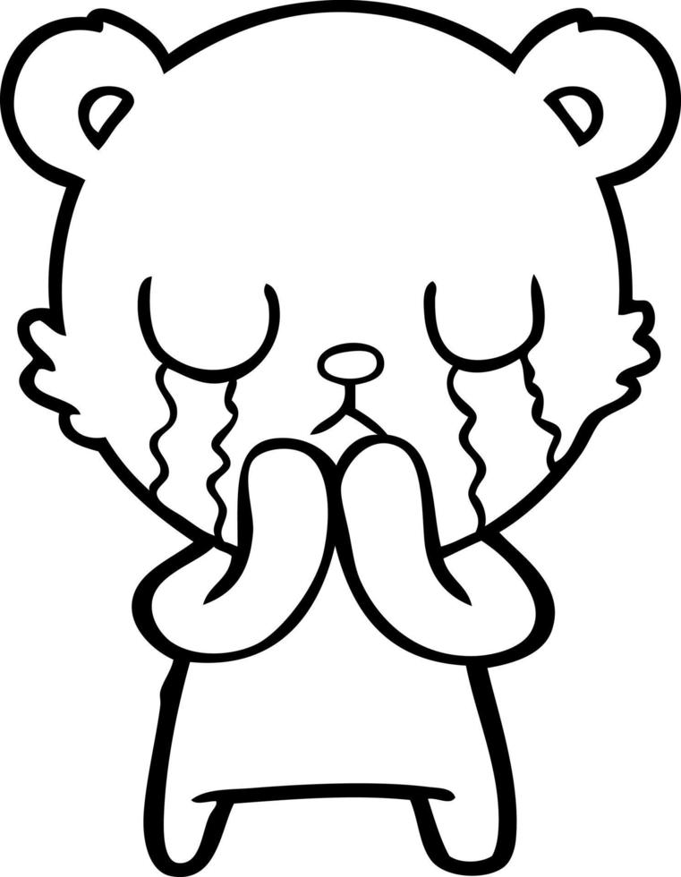 crying cartoon bear vector