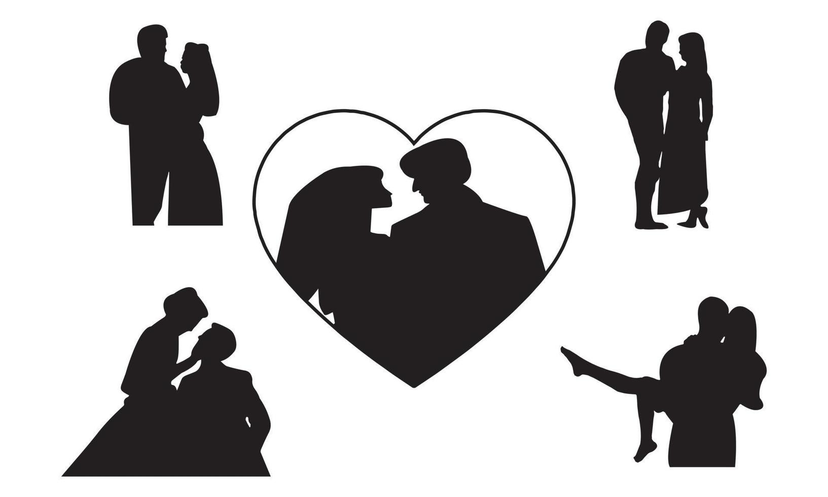 Wedding Couple Silhouette Collection vector