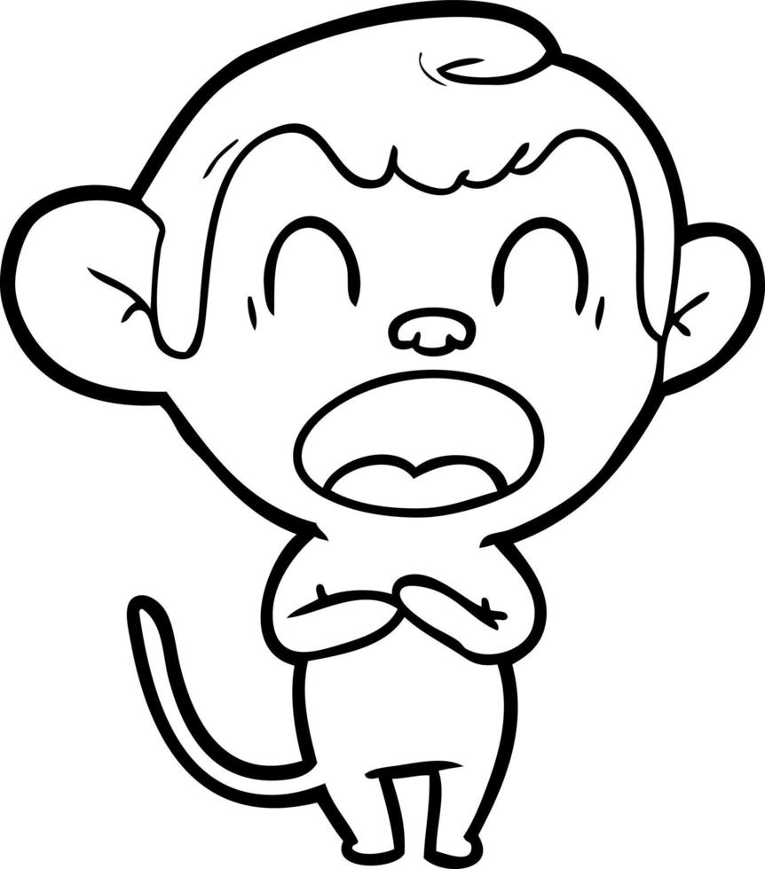 yawning cartoon monkey vector