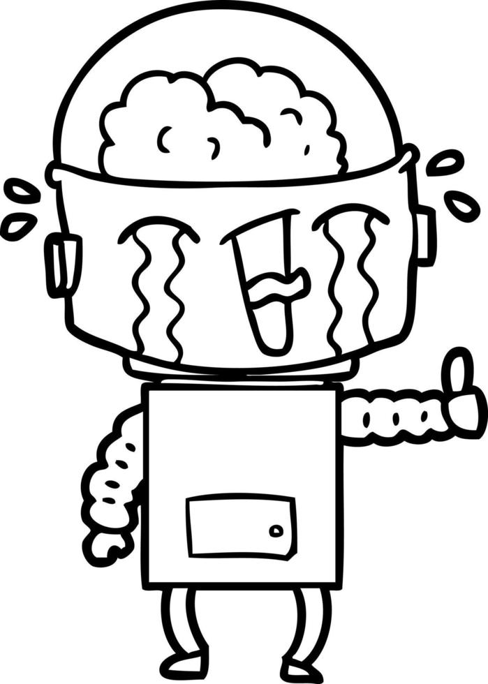 cartoon crying robot making gesture vector
