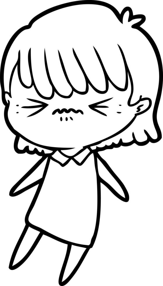 annoyed cartoon girl vector