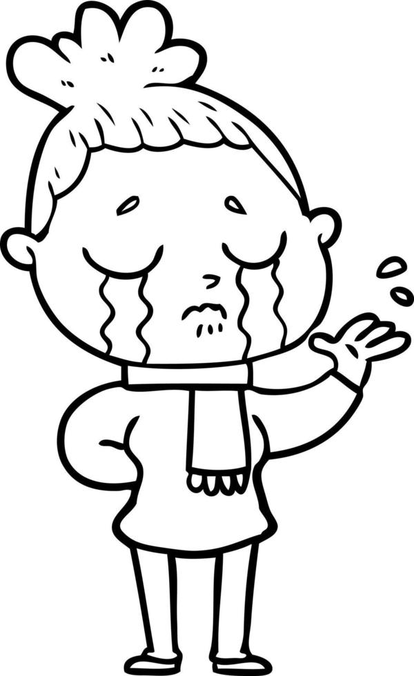 cartoon crying woman vector