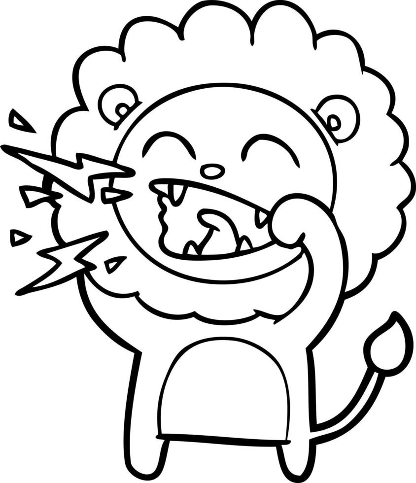 cartoon roaring lion vector