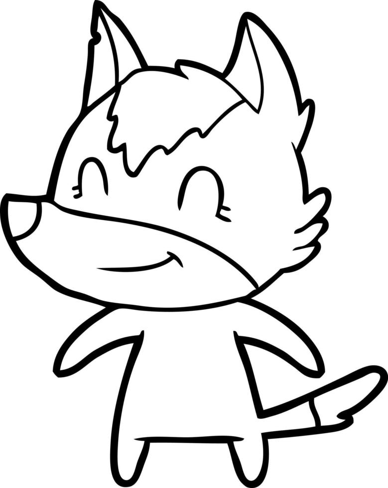 friendly cartoon wolf vector