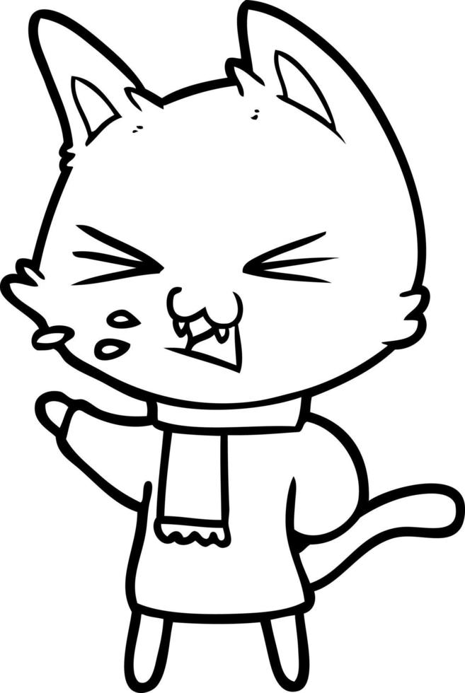 cartoon cat hissing vector