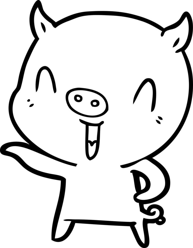 happy cartoon pig vector