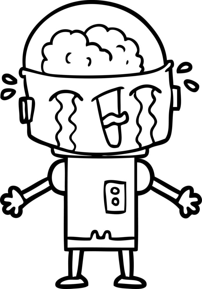 cartoon crying robot vector