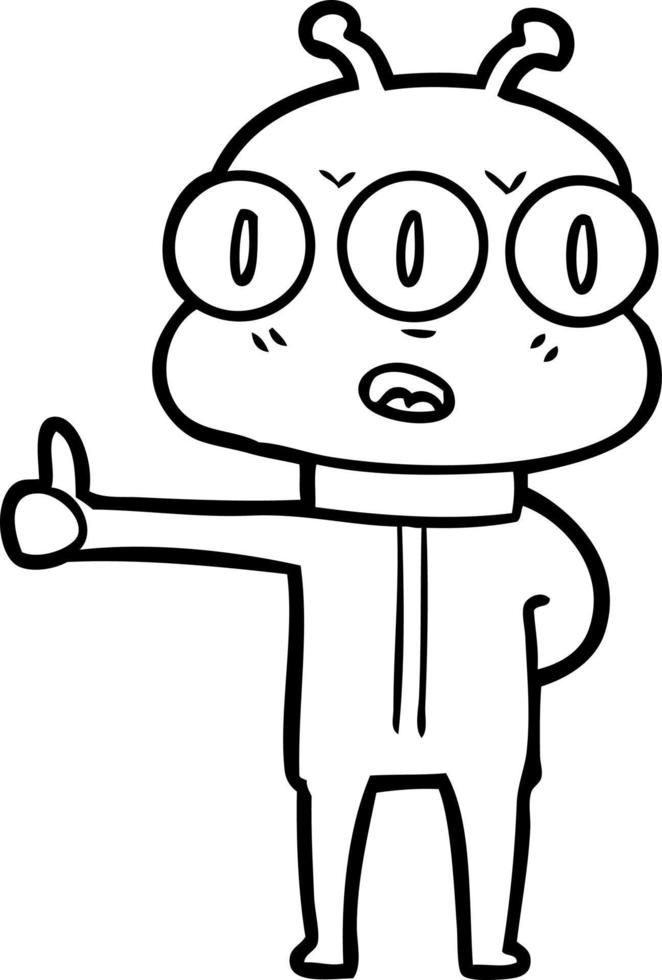 cartoon three eyed alien vector
