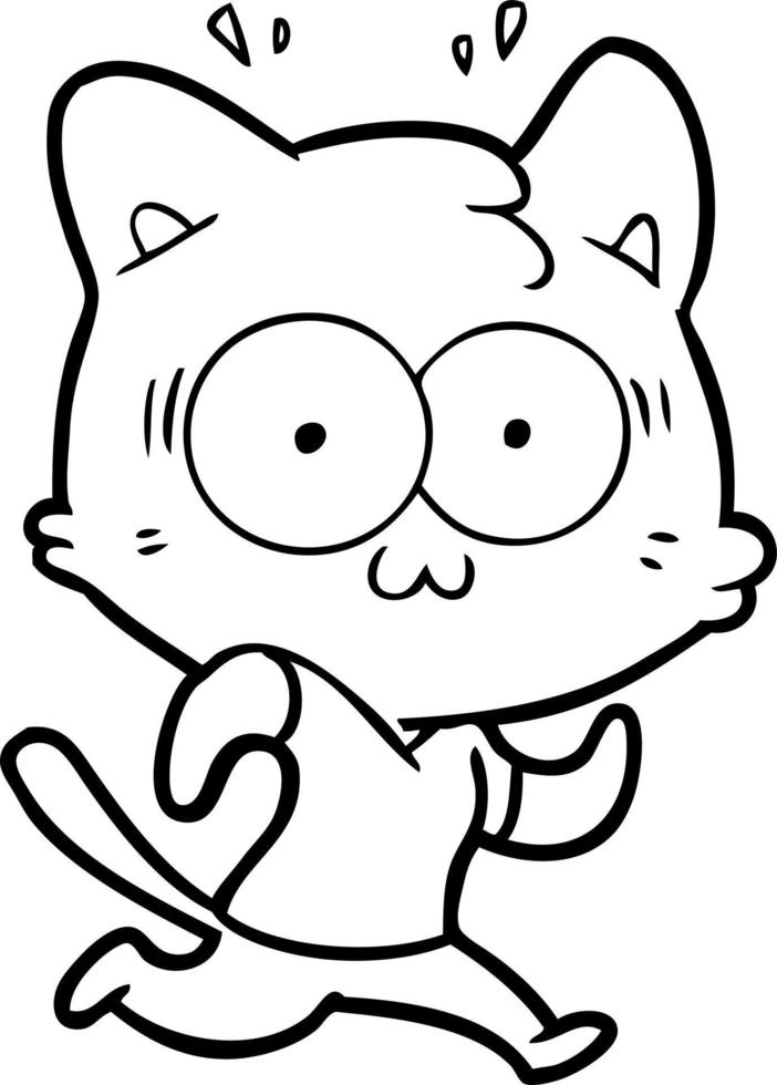 cartoon surprised cat running vector