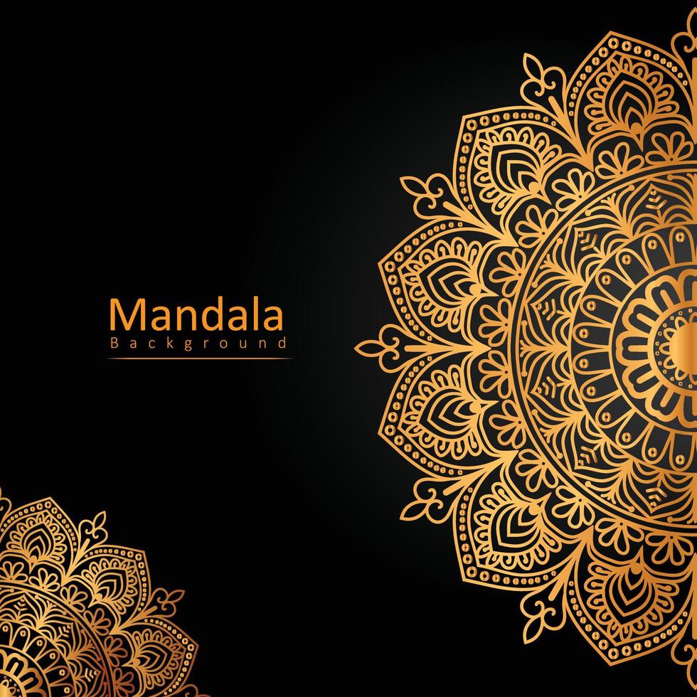 Luxury ornamental mandala design background in gold color vector