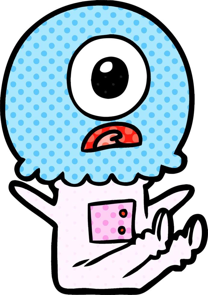 cartoon cyclops alien spaceman vector