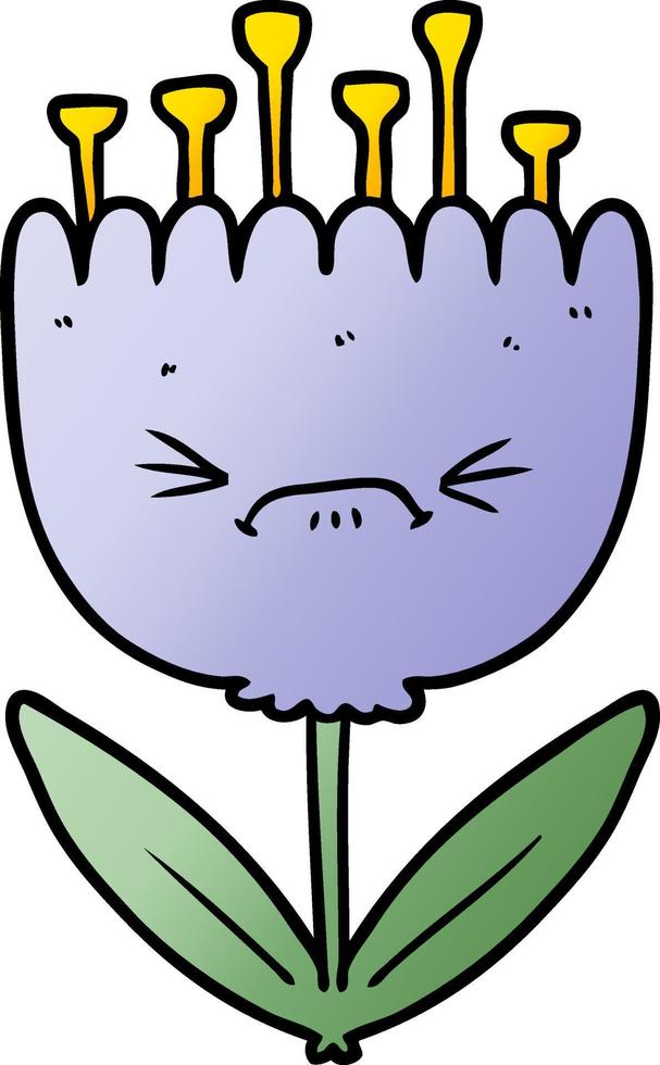 cartoon angry flower vector