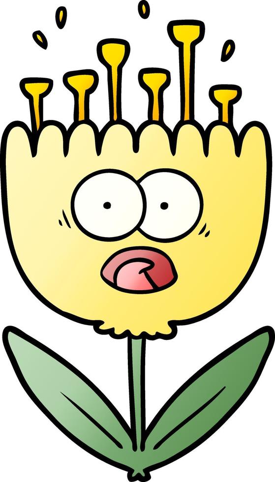 cartoon shocked flower vector