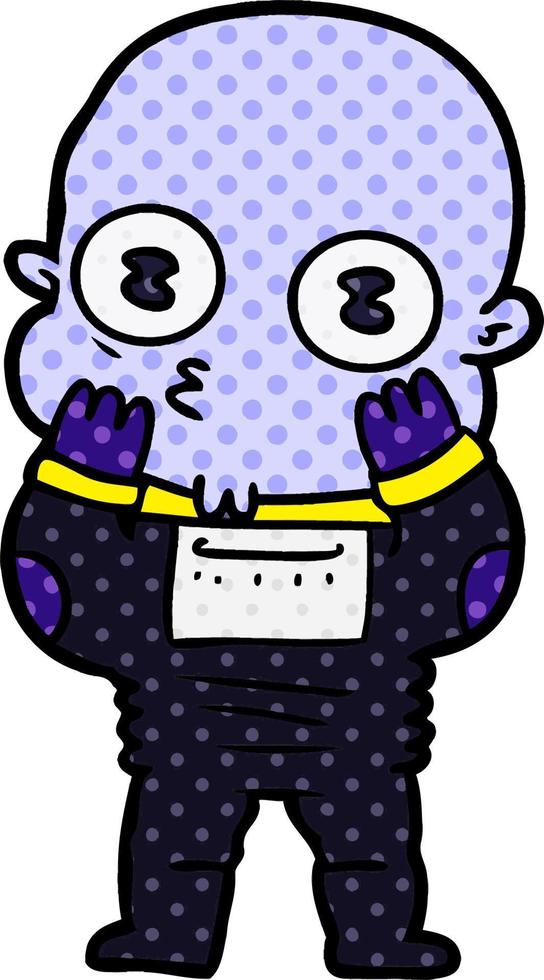 cartoon weird bald spaceman vector