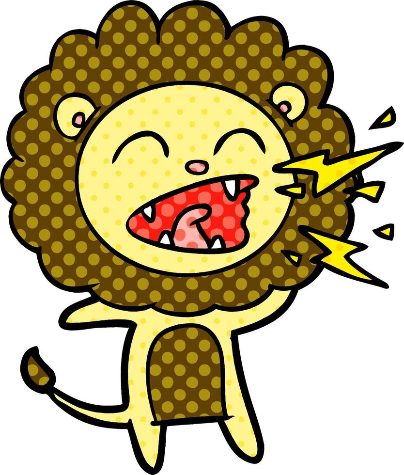 cartoon roaring lion vector