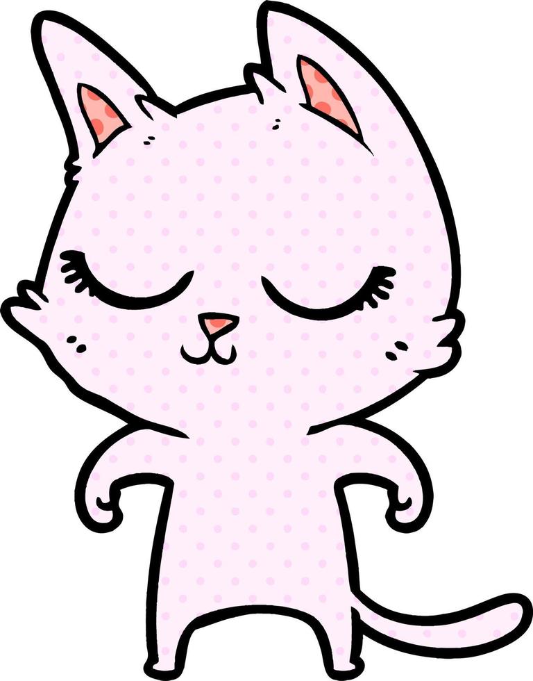 calm cartoon cat vector