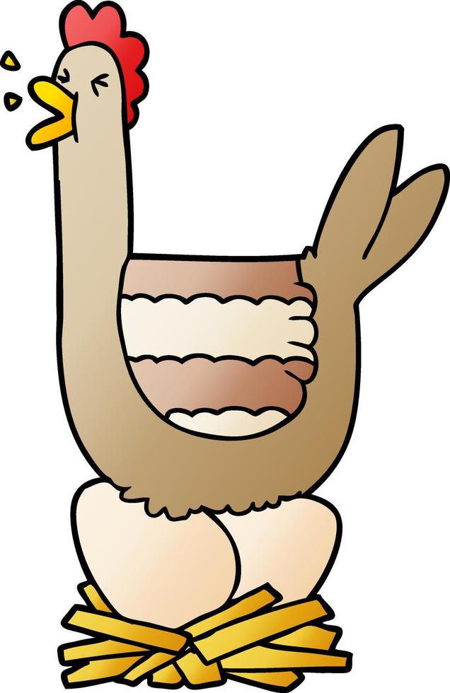 cartoon hen sitting on nest vector